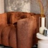 Leon Fauteuil capitonné tissu bouclette texturée Terracotta