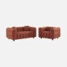 Leon Fauteuil capitonné tissu bouclette texturée Terracotta