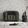 Leon Fauteuil capitonné tissu bouclette texturée Kaki foncé