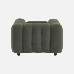 Leon Fauteuil capitonné tissu bouclette texturée Kaki foncé