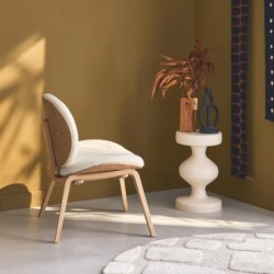 Ines Fauteuil relax décor bois courbé et bouclette texturée Chêne