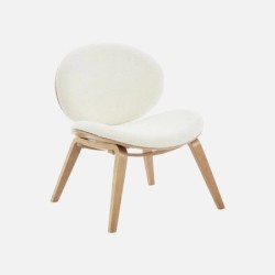 Ines Fauteuil relax décor bois courbé et bouclette texturée Chêne