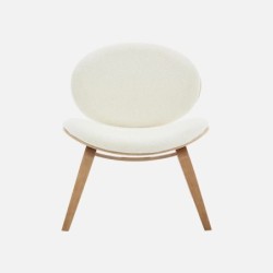 Ines Fauteuil relax décor bois courbé et bouclette texturée Chêne