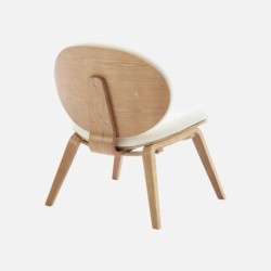 Ines Fauteuil relax décor bois courbé et bouclette texturée Chêne