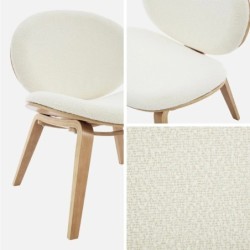 Ines Fauteuil relax décor bois courbé et bouclette texturée Chêne