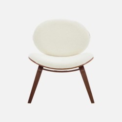 Ines Fauteuil relax décor bois courbé et bouclette texturée Noyer