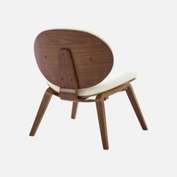 Ines Fauteuil relax décor bois courbé et bouclette texturée Noyer