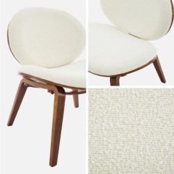 Ines Fauteuil relax décor bois courbé et bouclette texturée Noyer