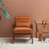 Antoine Fauteuil scandinave bois d'hévéa et velours Terracotta