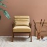 Antoine Fauteuil scandinave bois d'hévéa et velours Camel