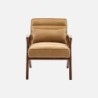 Antoine Fauteuil scandinave bois d'hévéa et velours Camel