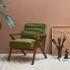 Antoine Fauteuil scandinave bois d'hévéa et velours Kaki