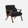 Antoine Fauteuil scandinave bois d'hévéa et velours Noir