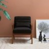 Antoine Fauteuil scandinave bois d'hévéa et velours Noir