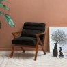 Antoine Fauteuil scandinave bois d'hévéa et velours Noir