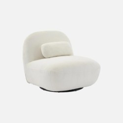 Spino Fauteuil pivotant 360 bouclette texturée Crème