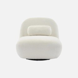 Spino Fauteuil pivotant 360 bouclette texturée Crème