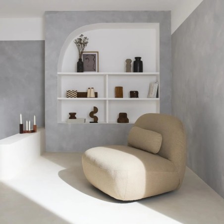 Spino Fauteuil pivotant 360 bouclette texturée Beige
