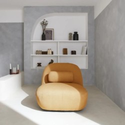 Spino Fauteuil pivotant 360 bouclette texturée Moutarde