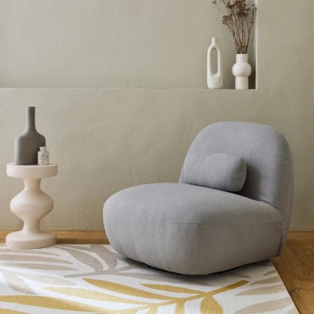 Spino Fauteuil pivotant 360 bouclette texturée Gris clair