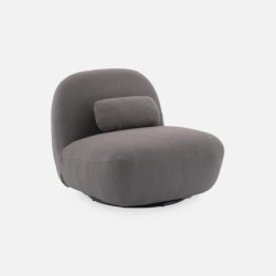 Spino Fauteuil pivotant 360 bouclette texturée Gris