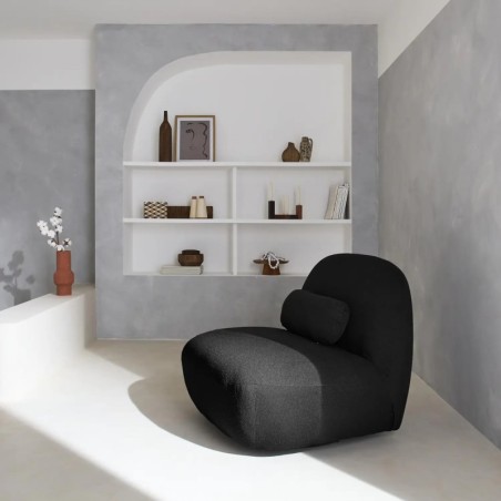 Spino Fauteuil pivotant 360 bouclette texturée Noir