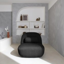 Spino Fauteuil pivotant 360 bouclette texturée Noir