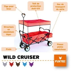 Chariot de transport FUXTEC Wild Cruiser Rouge pliable charge 75 kg