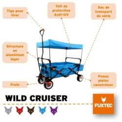 Chariot de transport FUXTEC Wild Cruiser Bleu pliable charge 75 kg