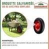 Brouette de jardin 100L max 250kg chariot transport feuilles bois construction chantier zingué roue pneumatique
