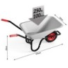 Brouette de jardin 100L max 250kg chariot transport feuilles bois construction chantier zingué roue pneumatique