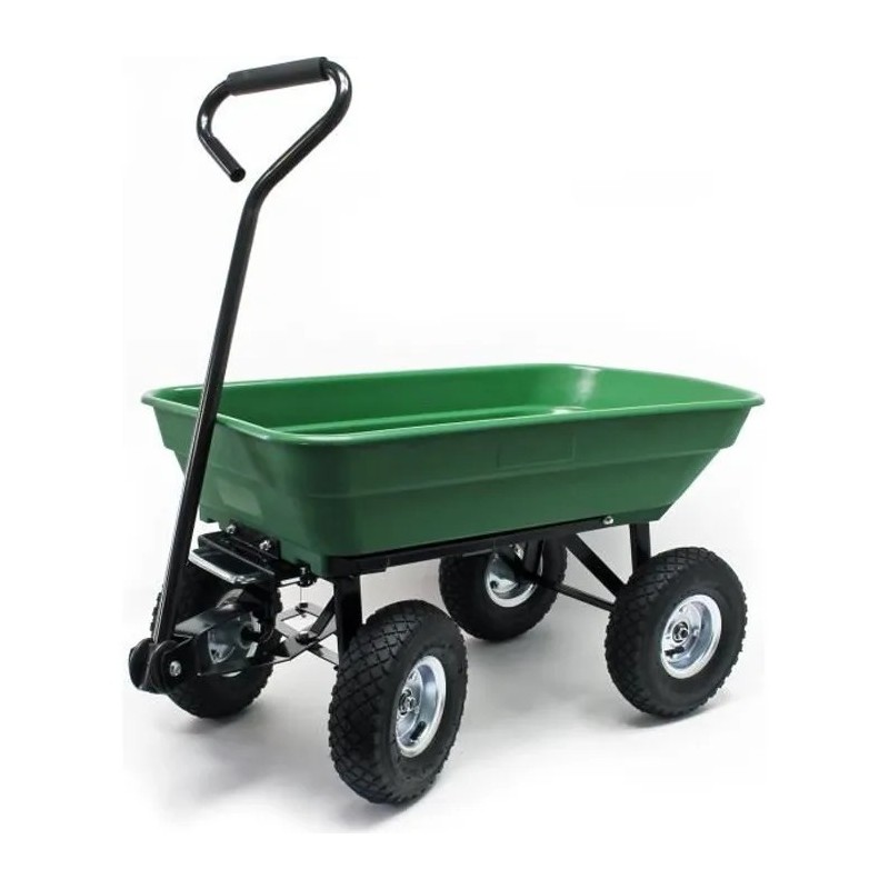 Chariot de jardin à main avec Benne basculante Volume 75L Capacité de charge 300Kg Remorque Brouette